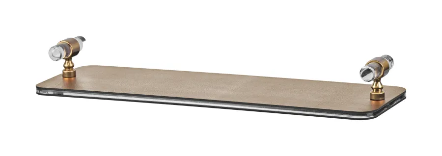 obrazek 1 Taca łazienkowa Linfinito 33x10xH5 cm w kolorze cappuccino ze złoconymi uchwytami