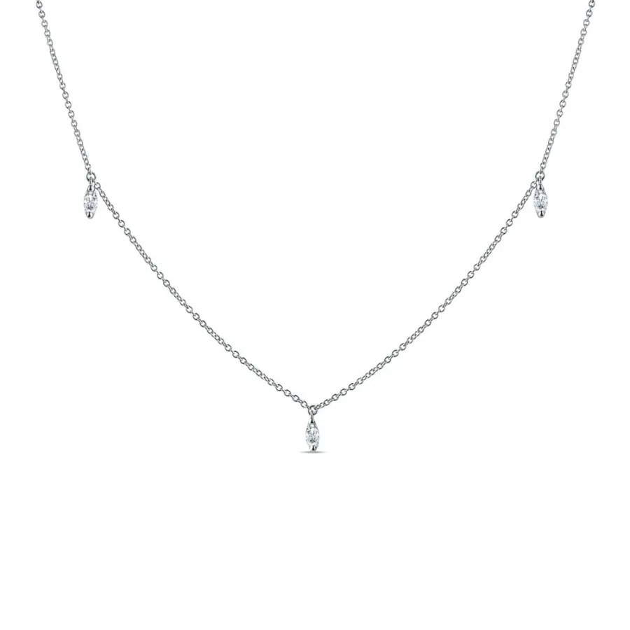 obrazek 1 Naszyjnik z białego złota z diamentaem o szlifie markiza KLENOTA