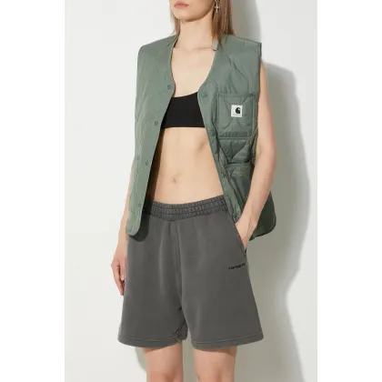 Zdjęcie Carhartt WIP szorty bawełniane Duster Script Sweat Short kolor szary gładkie high waist I033055.89GD