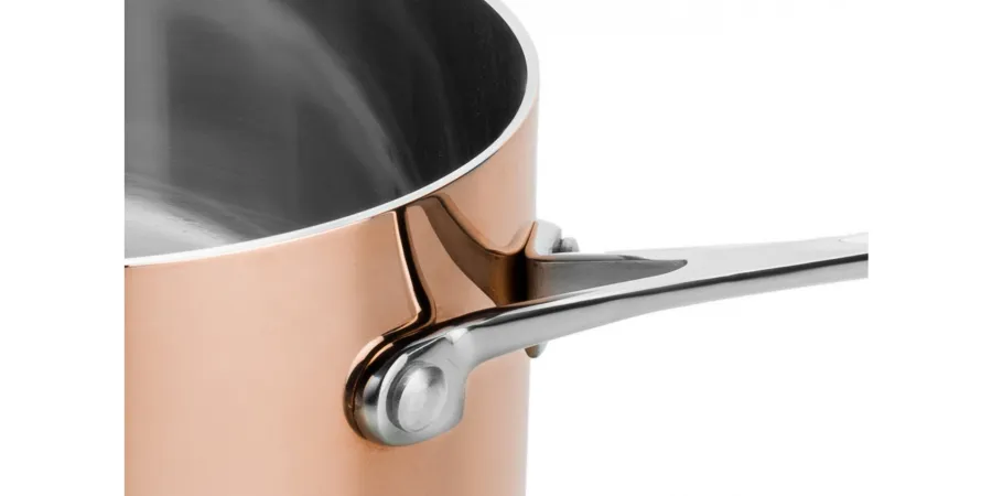 obrazek 3 Luksusowy włoski zestaw – rondel z patelnią wykonany z miedzi i stali nierdzewnej