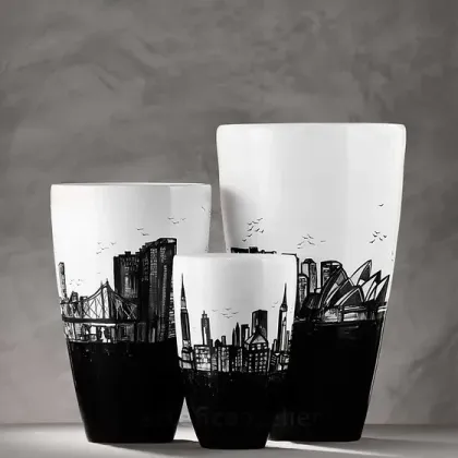 Zdjęcie Niepowtarzalny ceramiczny wazon z widokiem Nowego Jorku
