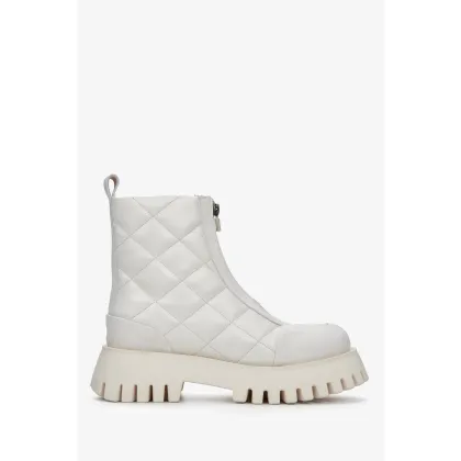 Zdjęcie Estro: Białe zimowe botki pikowane damskie