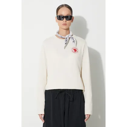 Zdjęcie Fjallraven longsleeve bawełniany 1960 Logo kolor beżowy F86989