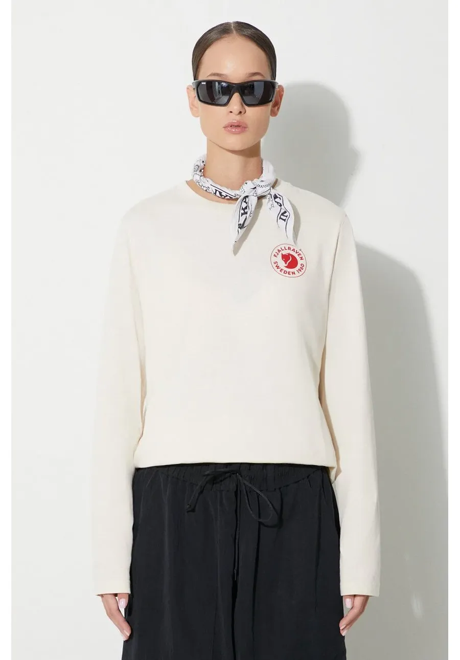 obrazek 1 Fjallraven longsleeve bawełniany  1960 Logo kolor beżowy F86989