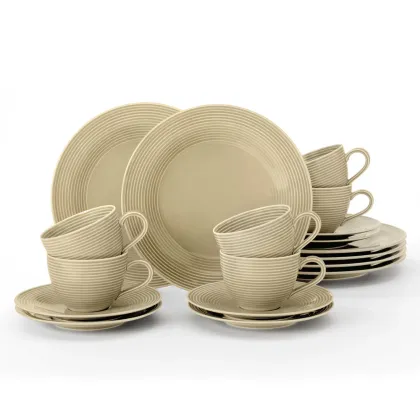 Zdjęcie Porcelanowy 18-elementowy serwis kawowy w kolorze beżowym - Seltmann Weiden