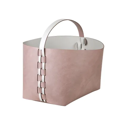 Zdjęcie Kosz Helena z rączką 35x30xH26 cm w stylowym kolorze pudrowego różu