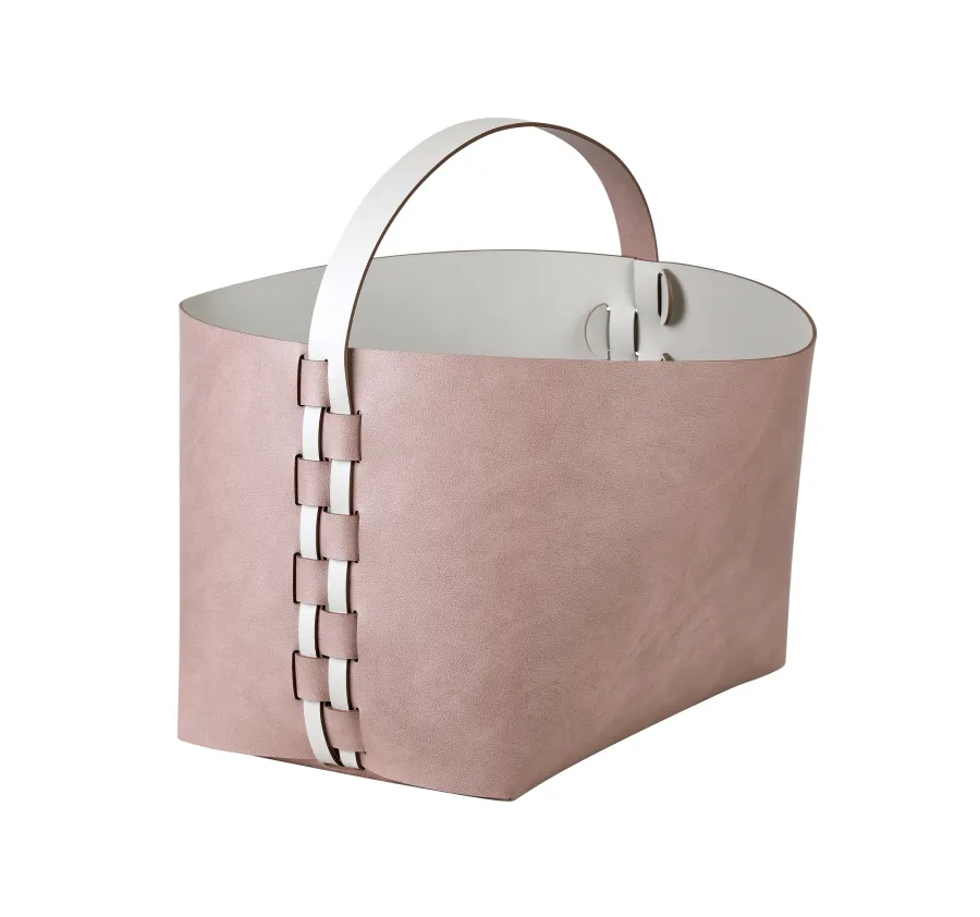 obrazek 1 Kosz Helena z rączką 35x30xH26 cm w stylowym kolorze pudrowego różu