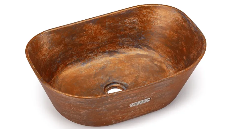 obrazek 2 Stylowa umywalka 50 cm LIBRA BASIC – AGED METAL, miedziany i niebiesko-szary, lakier matowy