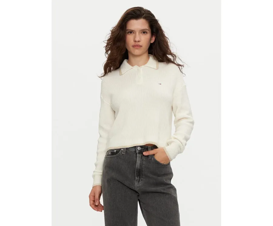 obrazek 1 Tommy Jeans Sweter DW0DW19833 Écru Regular Fit