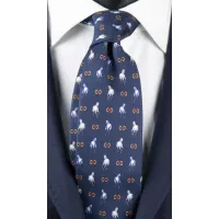 Picture Navy blue men's tie with an animal motif
