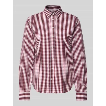 Zdjęcie Bluzka koszulowa o kroju regular fit z wyhaftowanym logo model ‘OPLIN GINGHAM’