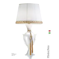 Picture Murano glass table lamp in white and gold with a handmade shade – Il Paralume Marina