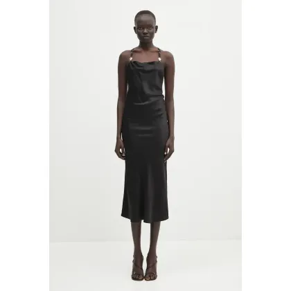 Zdjęcie Marine Serre sukienka Satin Slip kolor czarny maxi prosta WDR302B.CWOV0056