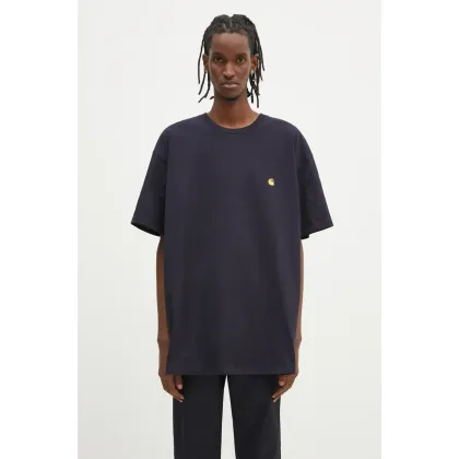 Zdjęcie Carhartt WIP t-shirt bawełniany Chase męski kolor granatowy gładki I026391.00HXX