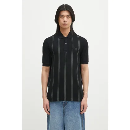 Zdjęcie Fred Perry polo bawełniane męski kolor czarny wzorzysty M9881.102