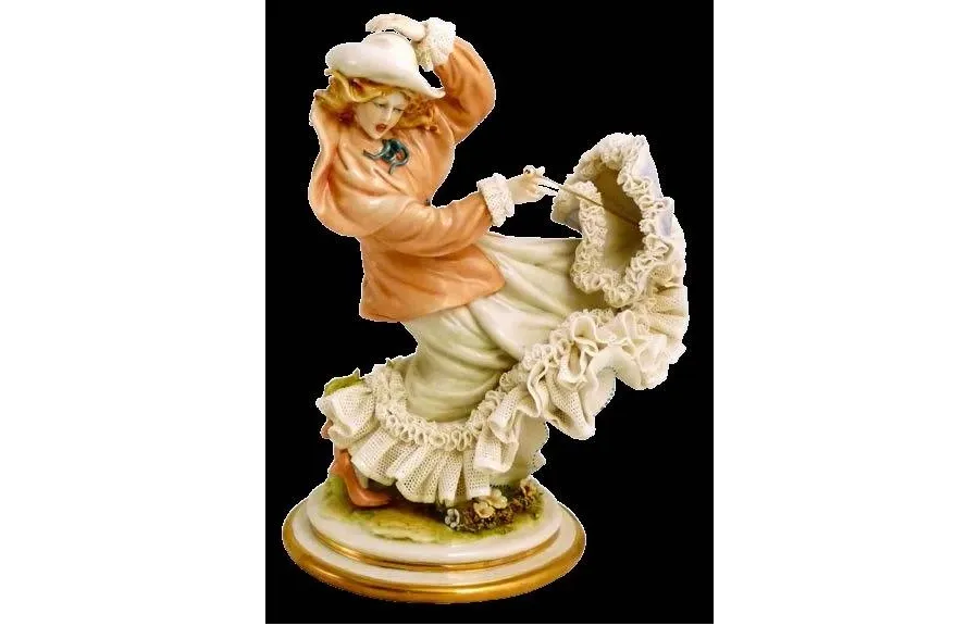 obrazek 1 Kobieta z parasolką na wiosennym wietrze - figurka porcelanowa
