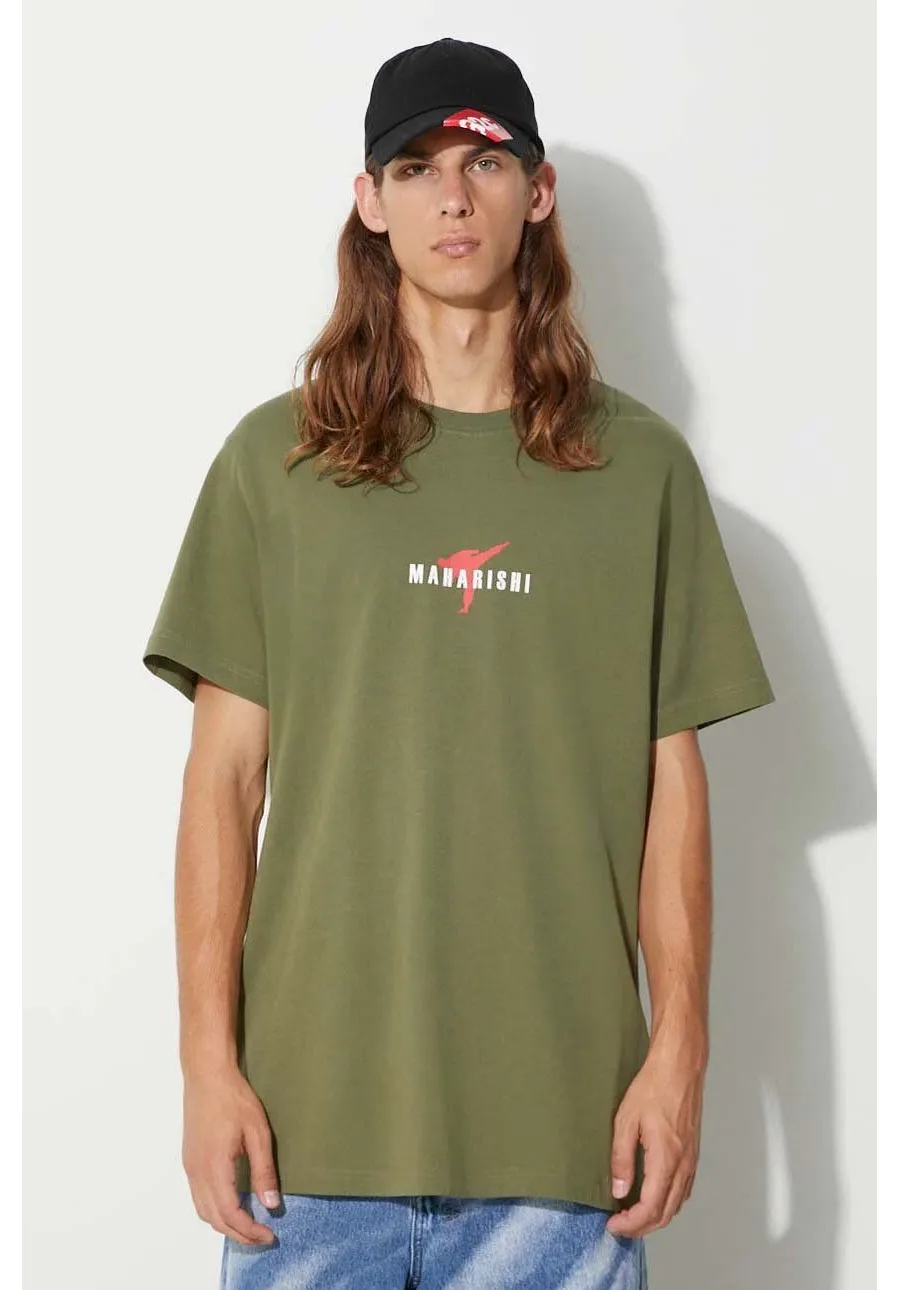 obrazek 1 Maharishi t-shirt bawełniany Invisible Warrior T-Shirt kolor zielony z nadrukiem 1070
