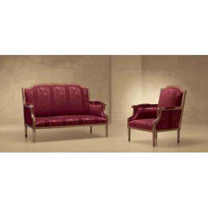 Zdjęcie Ekskluzywna bordowa sofa i fotel w stylu francuskim – Morello Gianpaolo