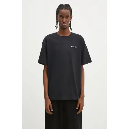 Zdjęcie Columbia t-shirt bawełniany Black Butte męski kolor czarny z nadrukiem 2071701