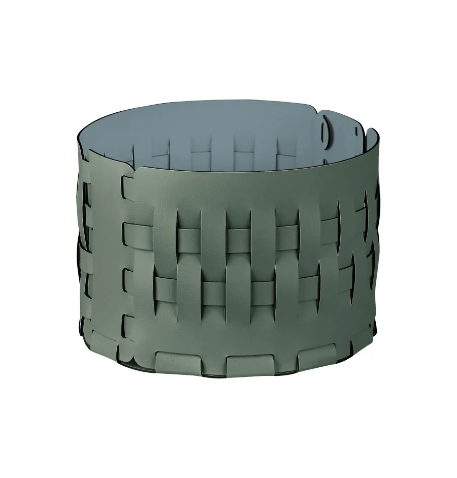 obrazek 1 Pleciony okrągły kosz Bottega-15 Ø20xH12 cm  w wyjątkowym kolorze eukaliptusa