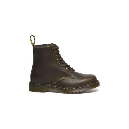 Zdjęcie Dr. Martens workery skórzane 1460 Wl kolor brązowy na płaskim obcasie ocieplone DM31873538