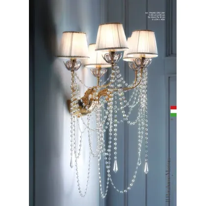 Zdjęcie Piękna lampa ścienna z kryształowym bobege i wisiorkami - Il Paralume Marina