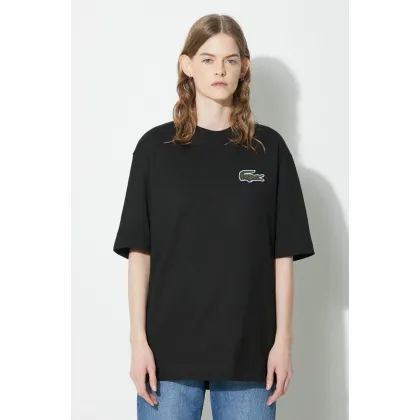 Zdjęcie Lacoste t-shirt bawełniany kolor czarny z aplikacją