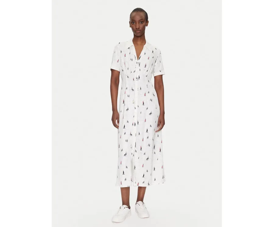 obrazek 1 Tommy Hilfiger Sukienka koszulowa WW0WW44668 Biały Regular Fit