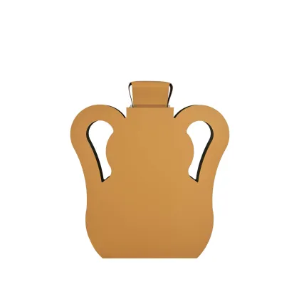 Zdjęcie Unikalny skórzany wazon Otto 9x40xH45 cm w kolorze musztardowym