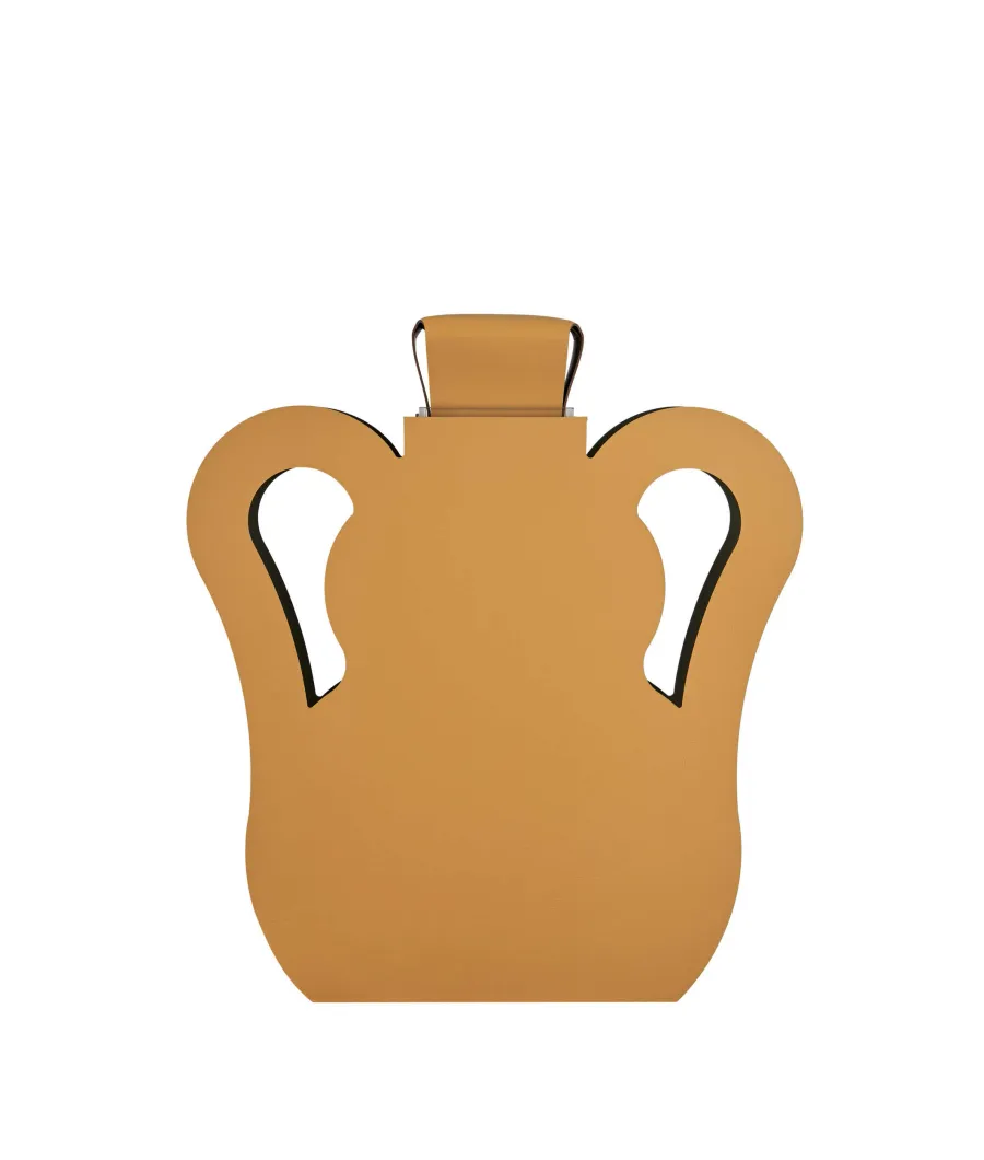 obrazek 1 Unikalny skórzany wazon Otto 9x40xH45 cm w kolorze musztardowym