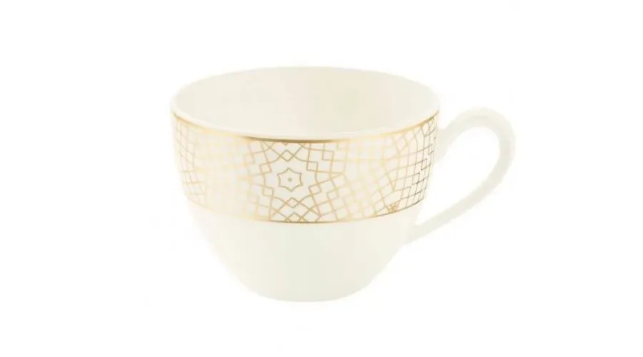 obrazek 1 Kremowa porcelanowa filiżanka do cappuccino zdobiona złotym motywem – Tettau
