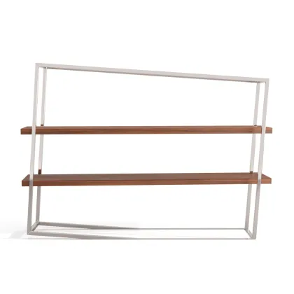 Picture Portuguese bookshelf made of Tineo wood and stainless steel