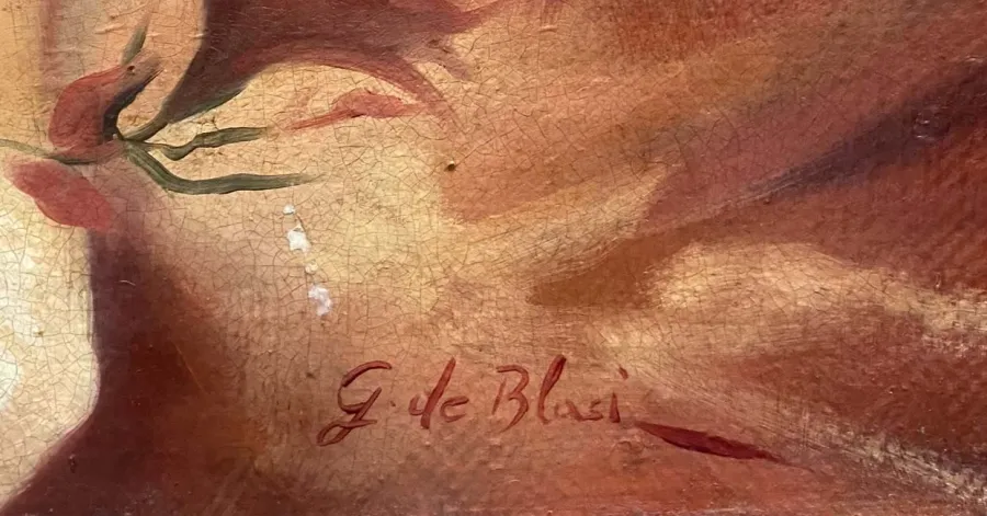 obrazek 7 Obraz, portret dziewczynki z parasolką na płótnie w obramowaniu - Eugenio De Blasi