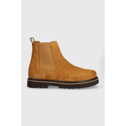 Zdjęcie Birkenstock botki zamszowe Highwood Slip On damskie kolor pomarańczowy na płaskim obcasie 1025724