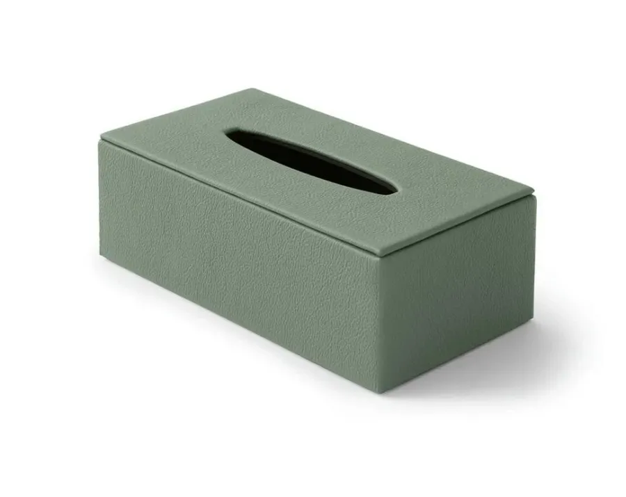 obrazek 2 Włoski pojemnik na chusteczki Atena Sage Green z prawdziwej skóry