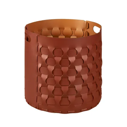 Zdjęcie Stylowy kosz Dubai Ø40xH40 cm wykonany z bordowej skóry