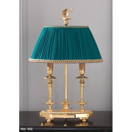 Zdjęcie Lampa stołowa z pozłacanego brązu z kloszem