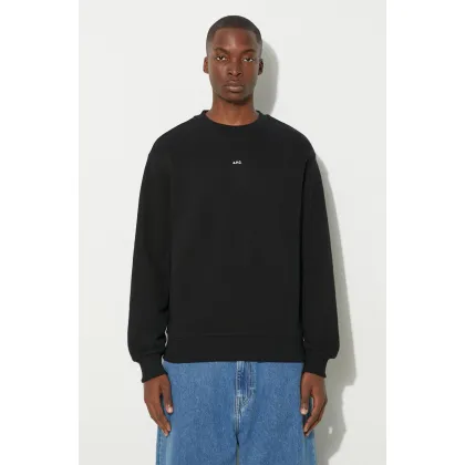 Zdjęcie A.P.C. bluza bawełniana sweat boxy micro logo GOTS męska kolor czarny gładka COHBX.H27910