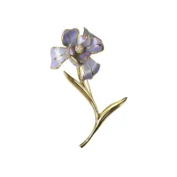 Zdjęcie Prestiżowa Srebrna broszka w kształcie kwiata pozłacana 18-karatowym złotem Białe cyrkonie Szkliwo