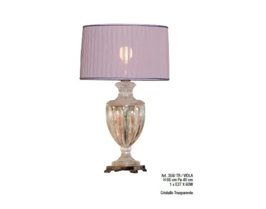 obrazek 1 Elegancka lampa z kryształową podstawą i fioletowym kloszem - Il Paralume Marina