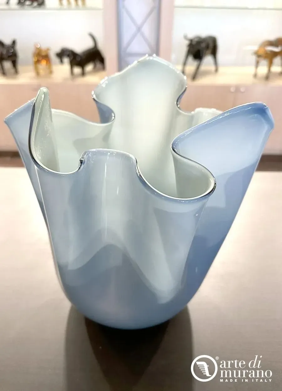 obrazek 1 Designerski wazon na kształt chusteczki z dmuchanego szkła Murano rozmiar large