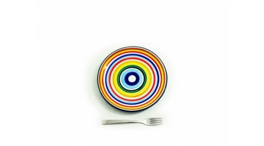 obrazek 1 Ceramiczny 24 centymetrowy talerz w kolorach tęczy - Le Ceramiche