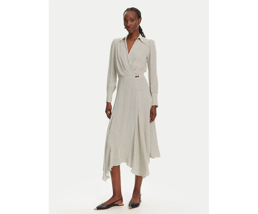 obrazek 1 Elisabetta Franchi Sukienka koszulowa AB86552E2 E84 Écru Regular Fit