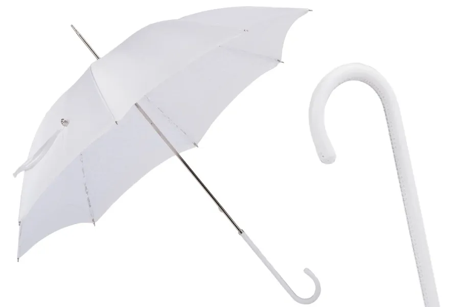 obrazek 1 Stylowy biały ślubny parasol damski zdobiony koronką – Pasotti