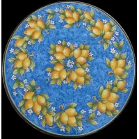 Zdjęcie Elegancki blat stołu ogrodowego wykonany z lawy wulkanicznej zdobiony pięknym motywem cytryn - Ceramiche Valchida