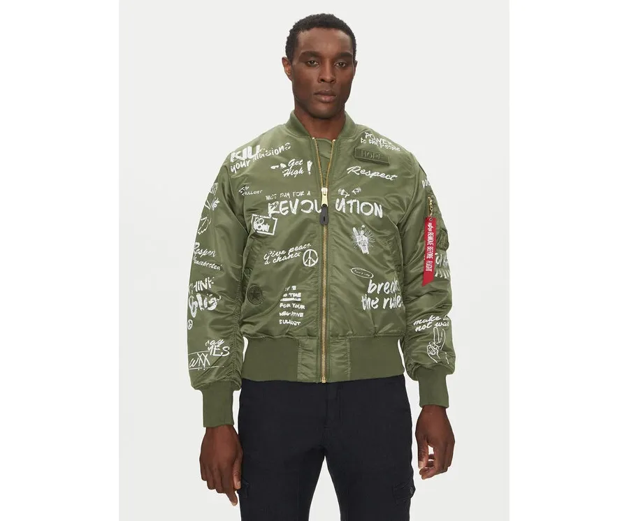 obrazek 1 Alpha Industries Kurtka bomber MA-1 Peace 156136 Zielony Regular Fit