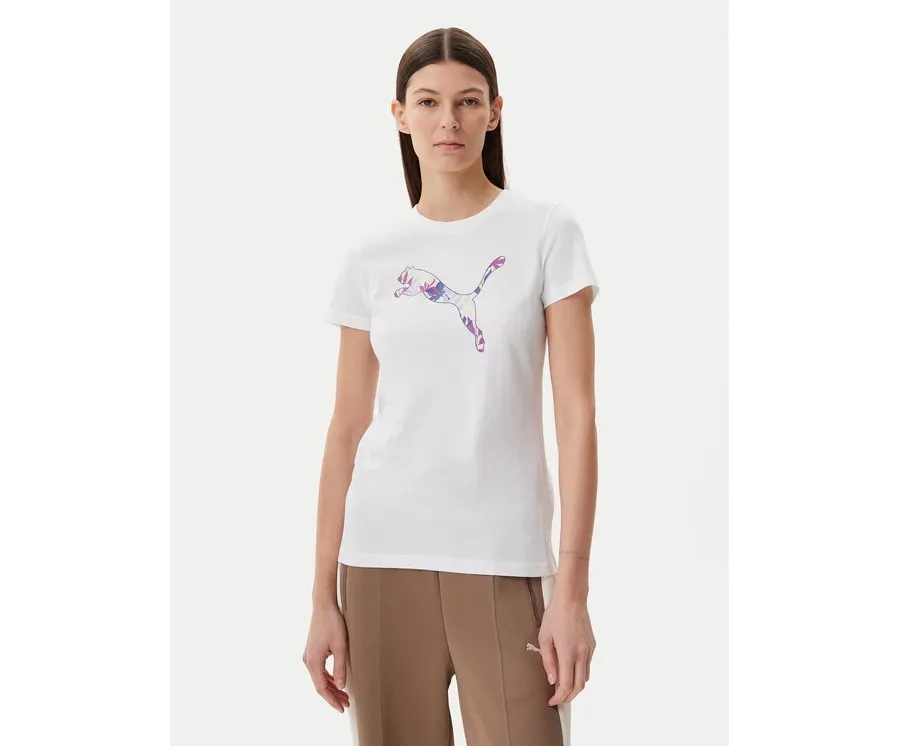 obrazek 1 Puma T-Shirt Floral Cat 685081 Biały Regular Fit