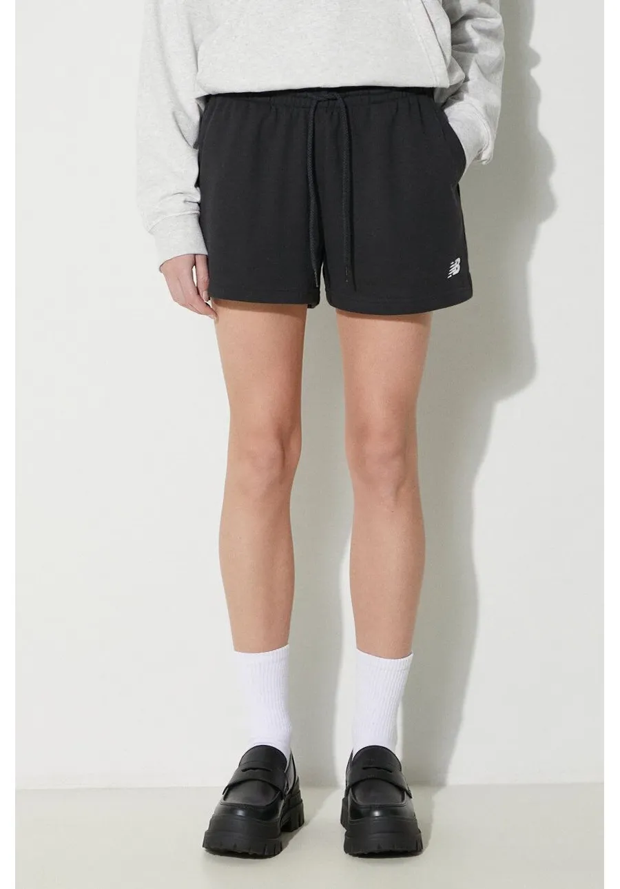 obrazek 1 New Balance szorty French Terry Short damskie kolor czarny gładkie high waist WS41500BK