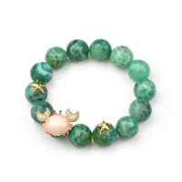Picture Silver bracelet 18K gold plated white zircons pink enamel mother of pearl green agate