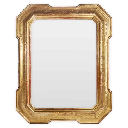 Zdjęcie Antyczne lustro pozłacane i grawerowane z końca XIX wieku